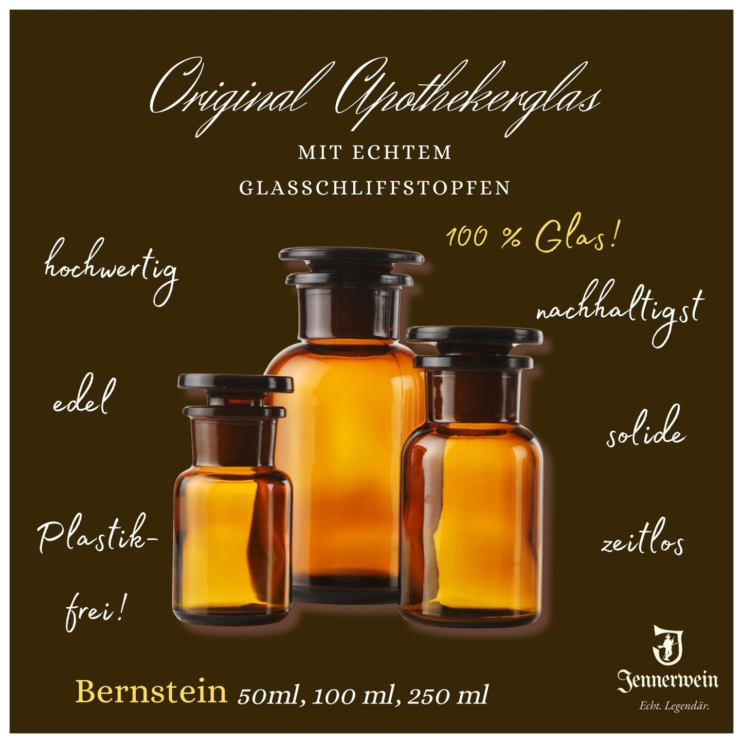 Original Apothekerglas mit Glasschliffstopfen - Jennerwein