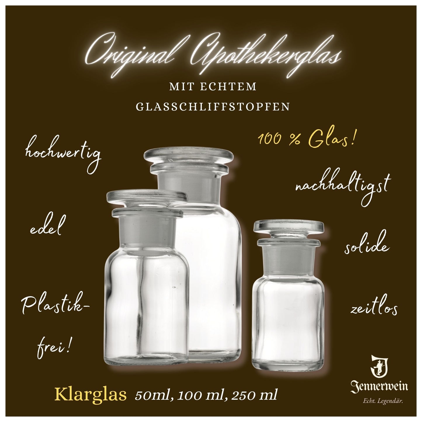 Original Apothekerglas mit Glasschliffstopfen - Jennerwein