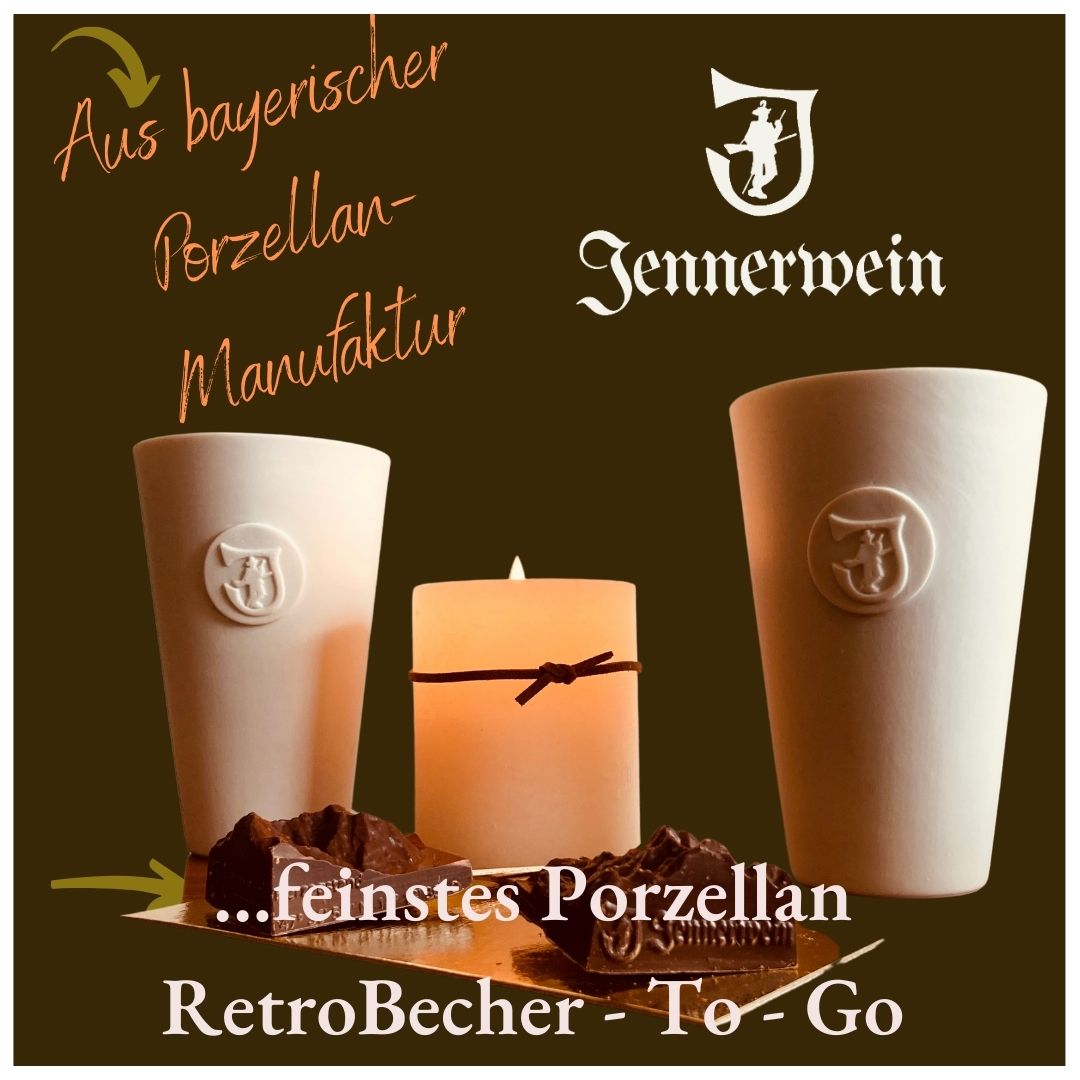 Jennerwein Porzellanbecher - aus feinstem Biskuitporzellan - bayerische Porzellankunst
