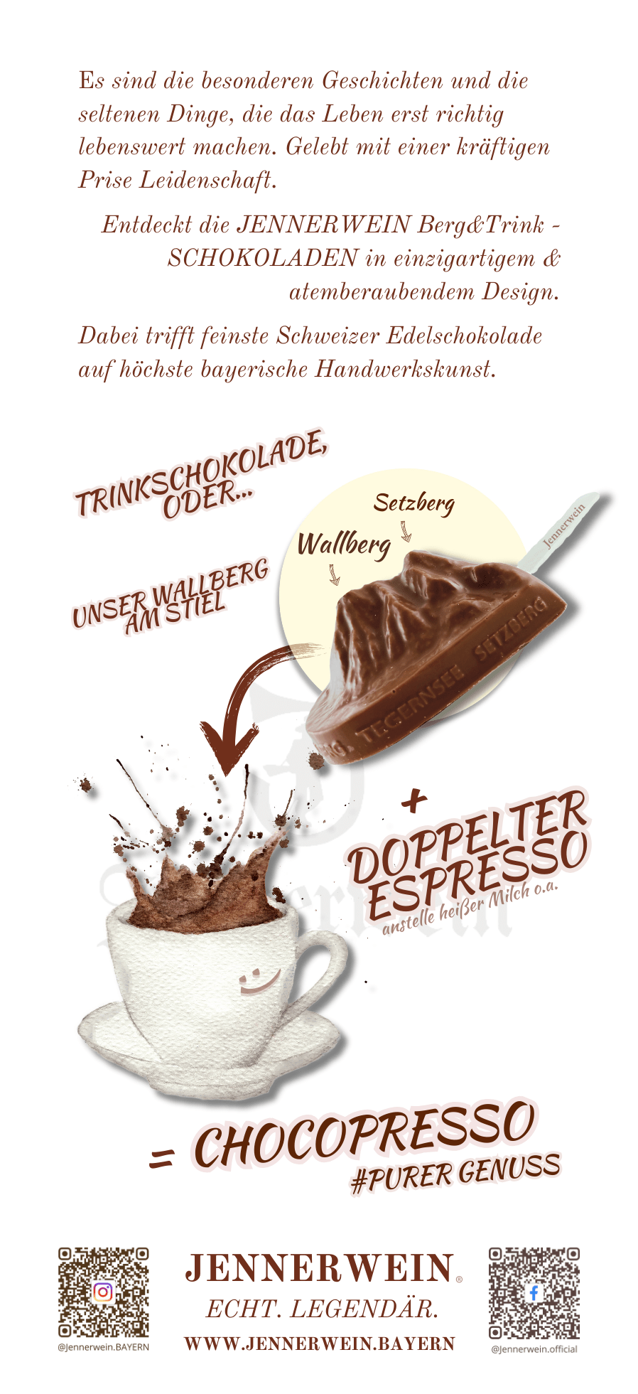 Jennerwein Berg - & Trink - Schokolade - WALLBERG - SETZBERG am Stiel... - Jennerwein