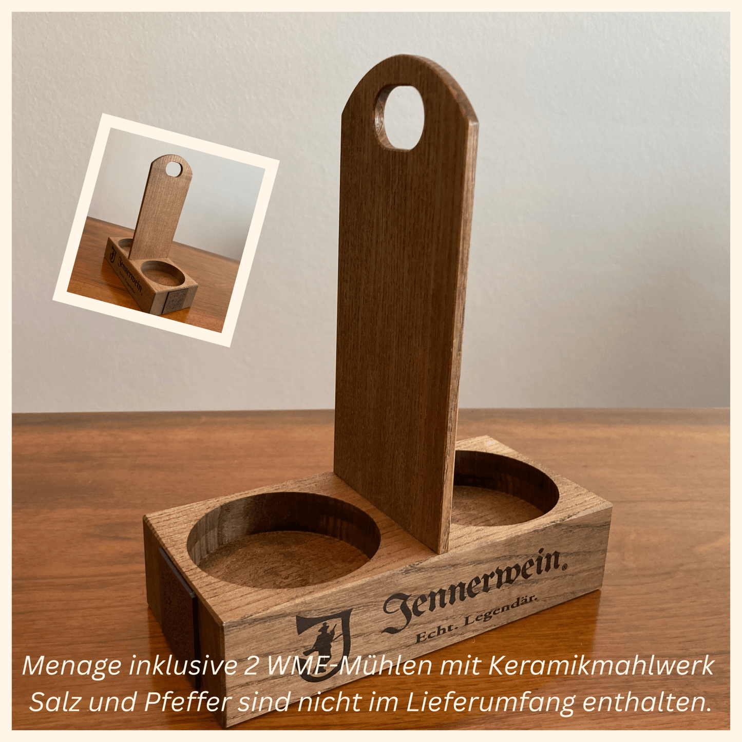 Jennerwein Echtholz - Menage für Salz & Pfeffer am Esstisch & in der Küche - Jennerwein