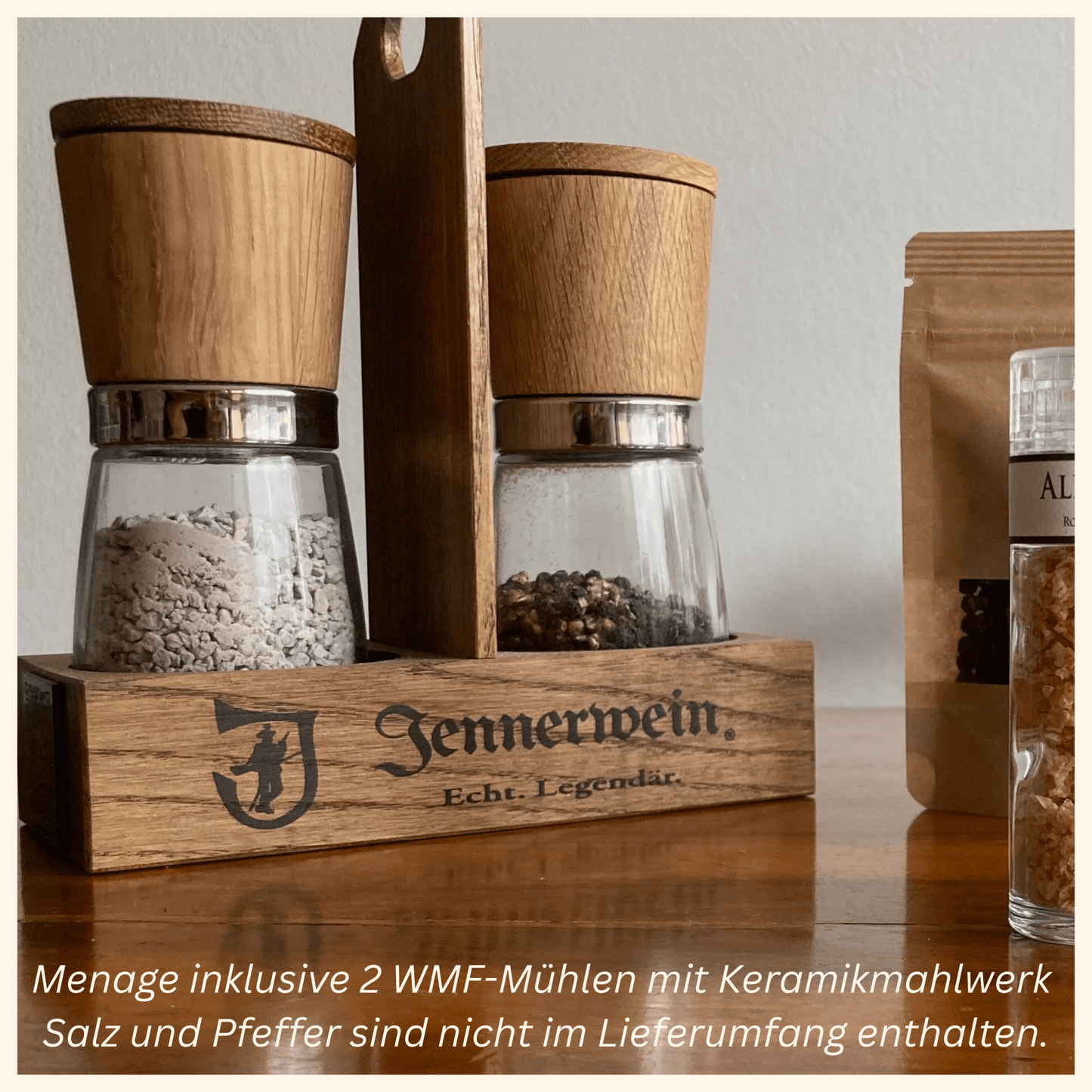 Jennerwein Echtholz - Menage für Salz & Pfeffer am Esstisch & in der Küche - Jennerwein