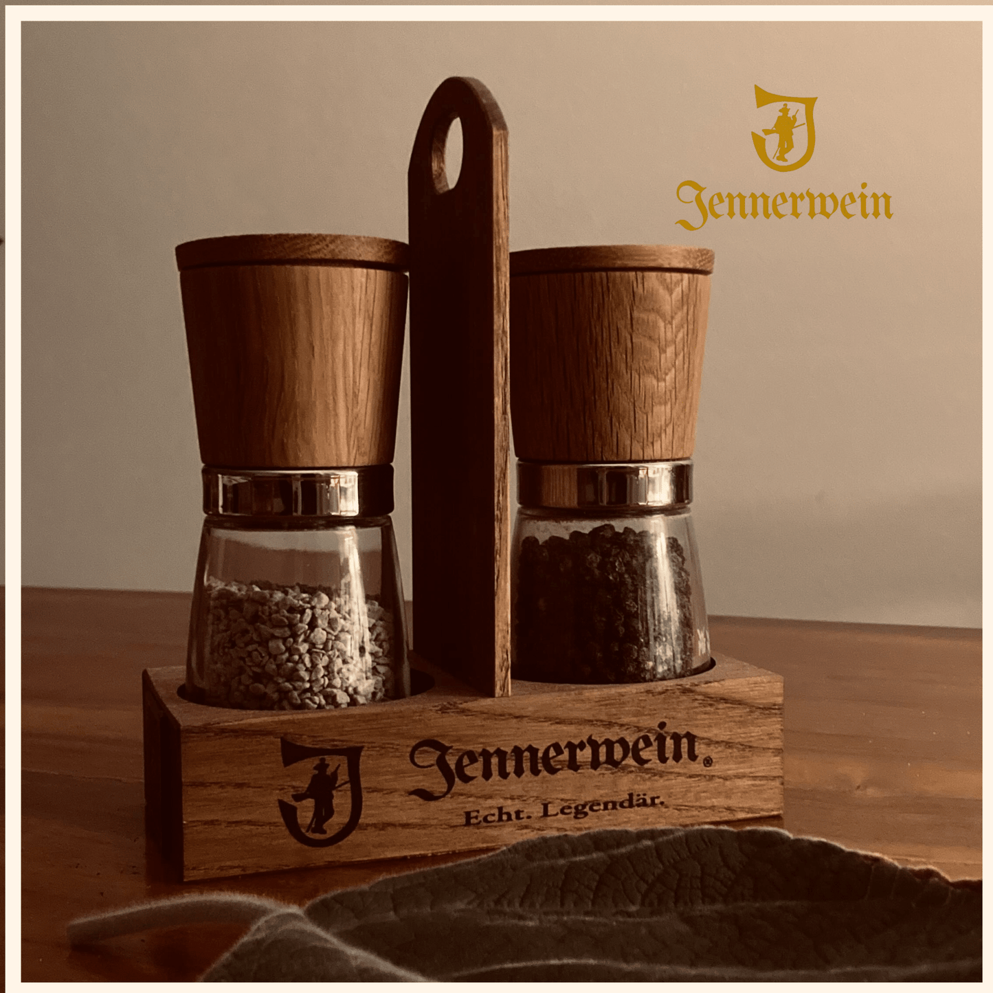Jennerwein Echtholz - Menage für Salz & Pfeffer am Esstisch & in der Küche - Jennerwein