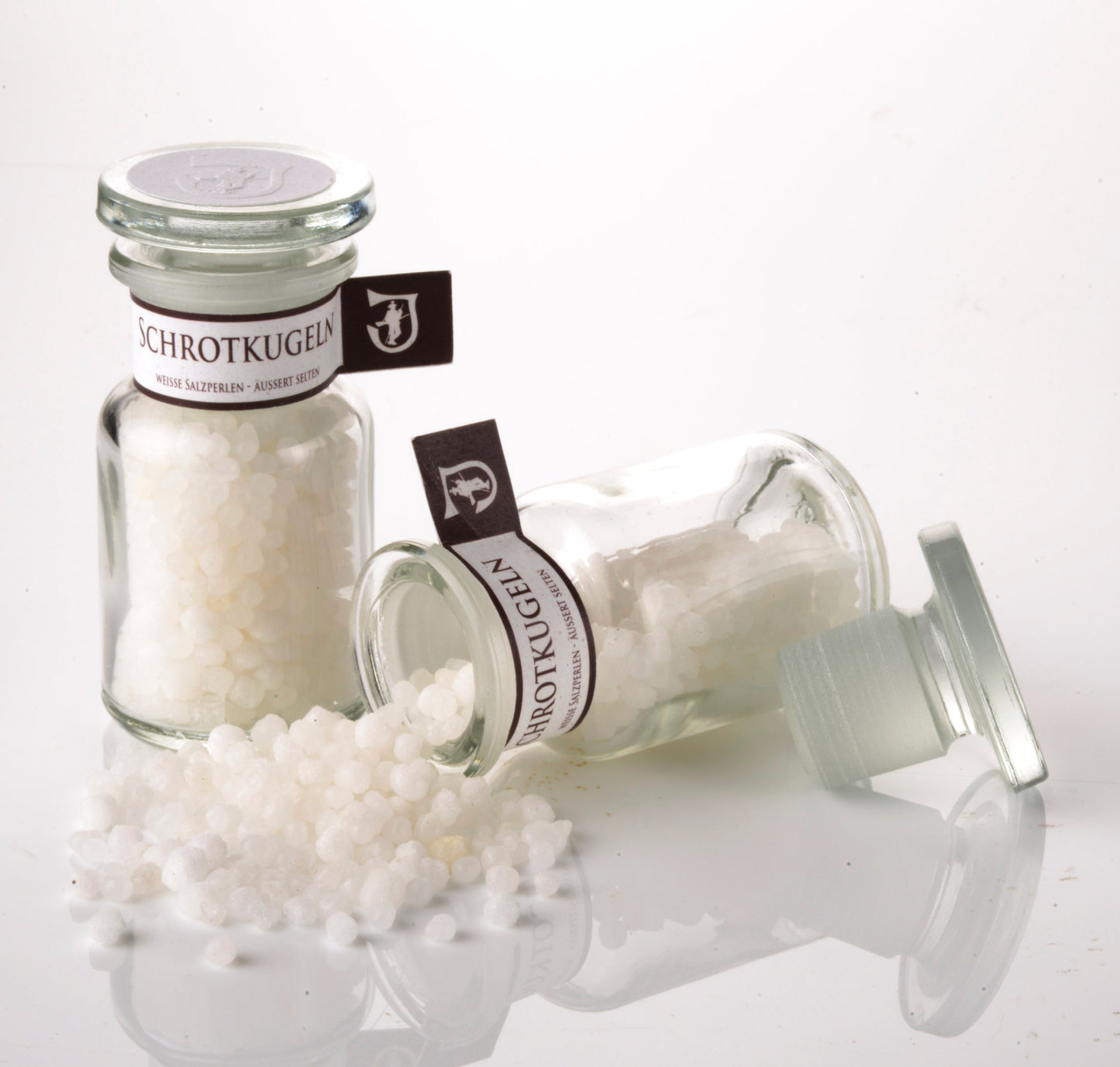 Jennerwein Schrotkugeln | in hochwertigem Apothekerglas - 50 g - Weiße Salzperlen - äußerst selten - Jennerwein